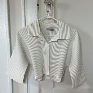 Maniere De Voir White Ribbed Crop Top